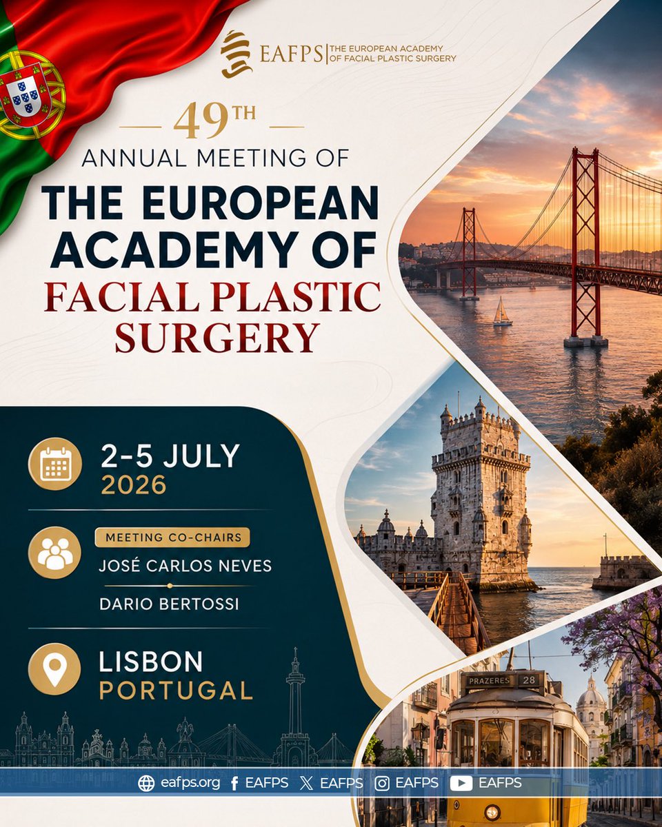 eafps's tweet photo. We are proud to announce a remarkable international collaboration as the European Academy of Facial Plastic Surgery (EAFPS) joins forces with the International Federation of Facial Plastic Surgery Societies (IFFPSS) for a prestigious Joint Meeting in Portugal. 🇵🇹🌍 https://t.co/2ju8UILQYf
