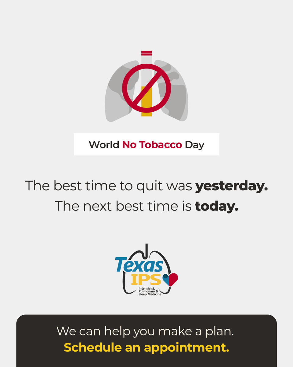 Texas_IPS's tweet photo. World No Tobacco Day is a great time to start (or restart) your quit plan. Texas IPS offers proven strategies and support for a smoke-free future. https://t.co/JcC3UGCGP4 https://t.co/CnKeYMhzEW