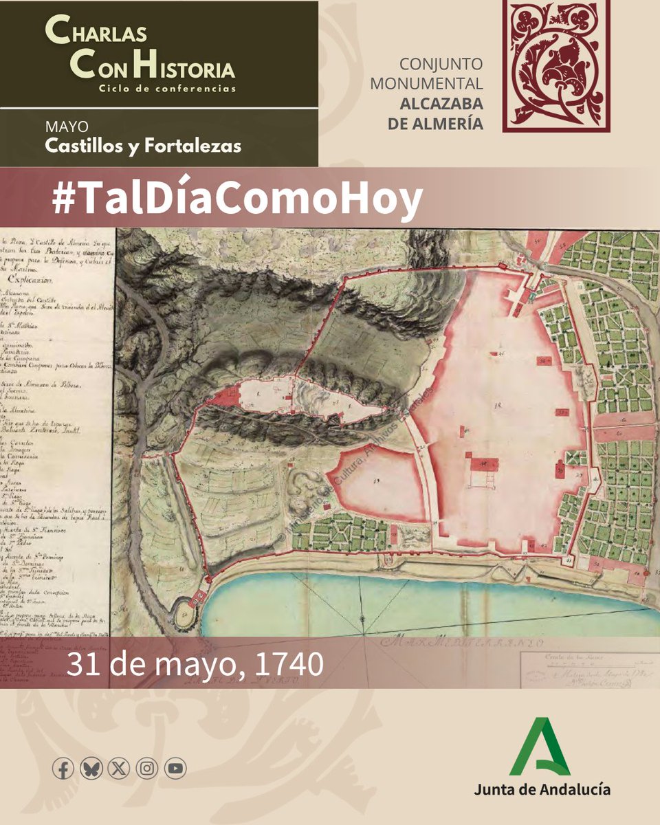 AlcazabaAlmeria's tweet photo. #TalDíaComoHoy | El 31 de mayo de 1740 el ingeniero militar Phelipe Crame remitió, al Duque de Montemar, un nuevo plano de la “Plaza y Castillo de Almería”, realizado por él mismo.
Sigue el hilo👇
#PlanCCul #ConocetuHistoria #ConoceTuPatrimonio https://t.co/Ku7FRZP5Cc