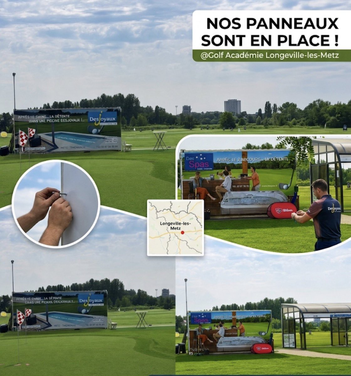 Desjoyaux57's tweet photo. ⛳️ Après le swing... la détente !

Nous sommes très fiers de vous annoncer l'installation de nos nouveaux panneaux publicitaires au Golf Académie de Longeville-lès-Metz ! 🏌️‍♂️✨

Chez Piscines Desjoyaux Metz &amp; Thionville, nous aimons associer la performa au bien-être. https://t.co/h4qt0j9eQK
