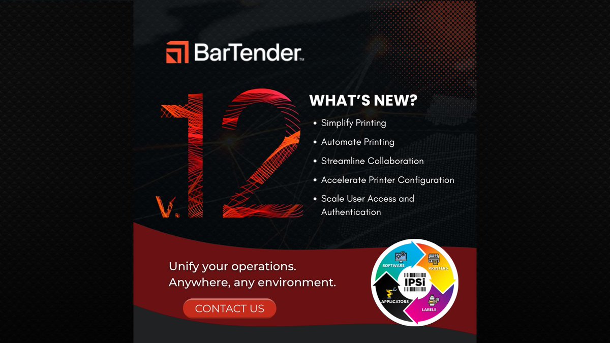 IPSiScan's tweet photo. BarTender 12 unites on-premises and cloud labeling to simplify production and streamline collaboration across teams and workflows while new tracking enhancements maximize visibility for inventory and operations. Learn more https://t.co/jbzbbYqyca

@SeagullSci https://t.co/Hvxzz2W3pr