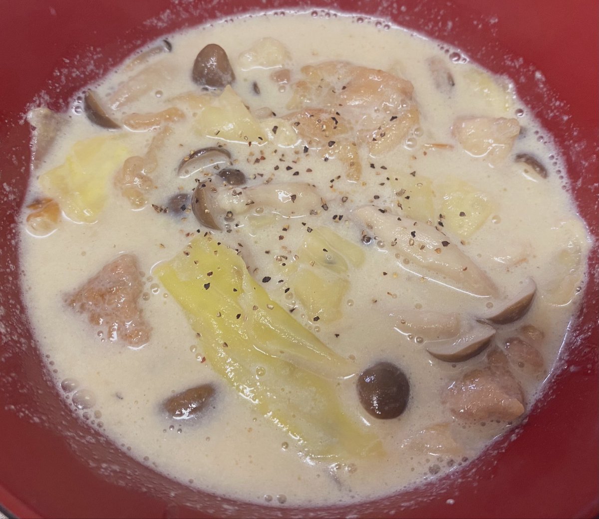 mutsucooking's tweet photo. 鶏肉とキャベツの豆乳クリーム煮 https://t.co/jEyjFK4Zaf