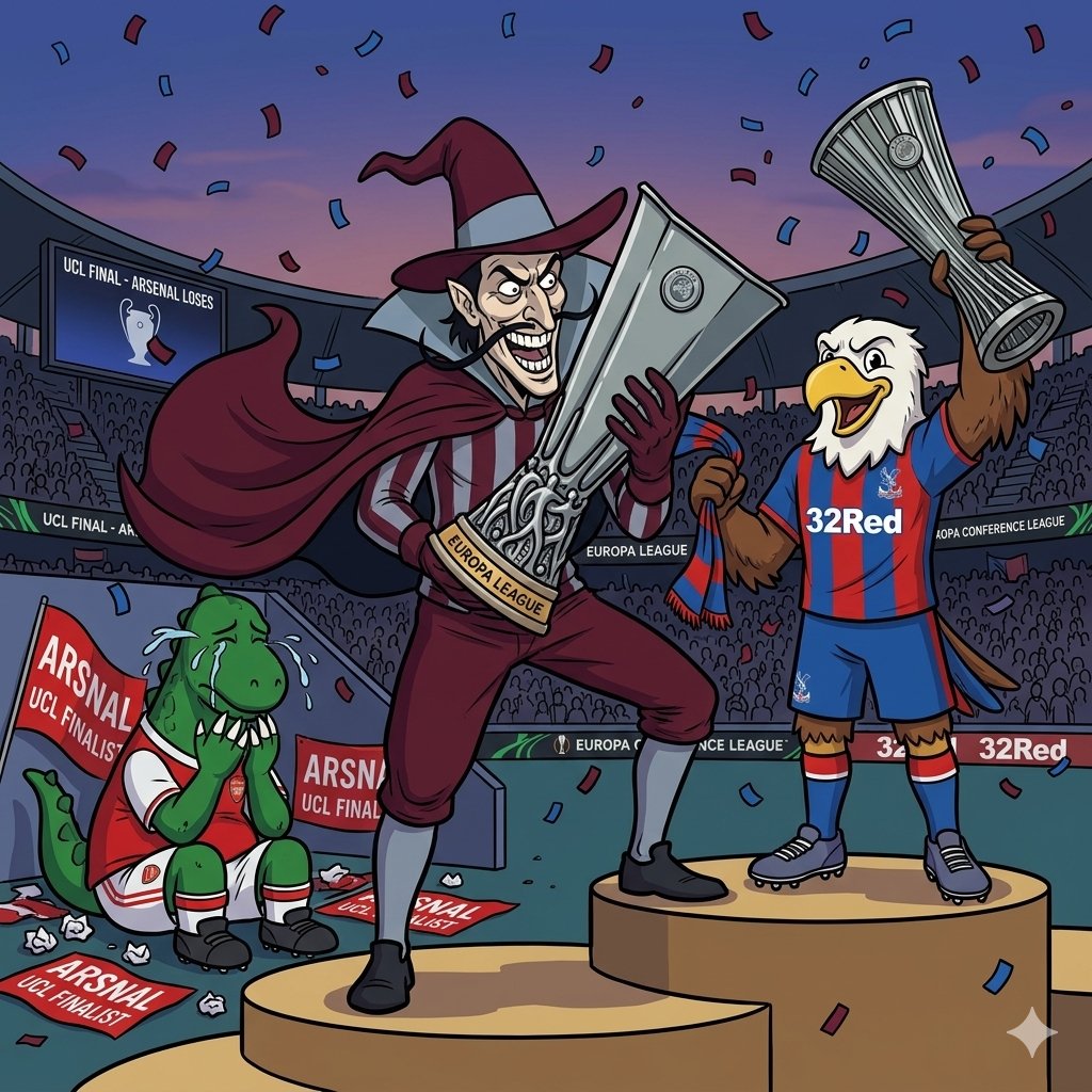 DaDeOhDe's tweet photo. @Arsenal winning in Europe isn't for everyone 

and @CPFC  well done for the win. 

Champions of Europe you'll never sing that 

@AVFCOfficial UTV 🦁 https://t.co/QKdxbGF3zy