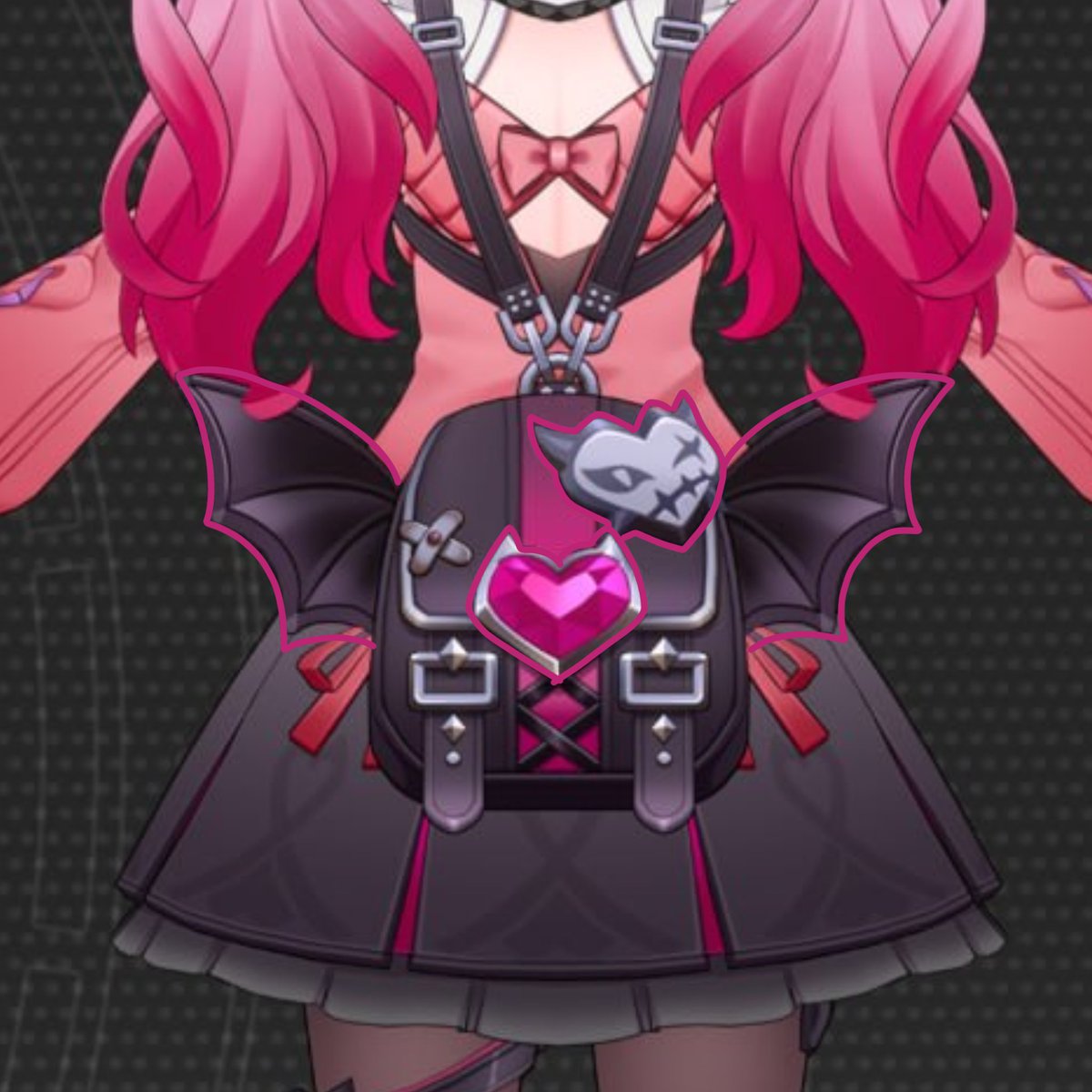 HonkaiNAlore's tweet photo. 5. all of her demonic symbols can symbolise hatred, her chaotic and mischievous persona, big ego, and many other things.
Also, that little heart on her backpack was on the sole of her old model's shoes before. https://t.co/NHHQlP9Clb