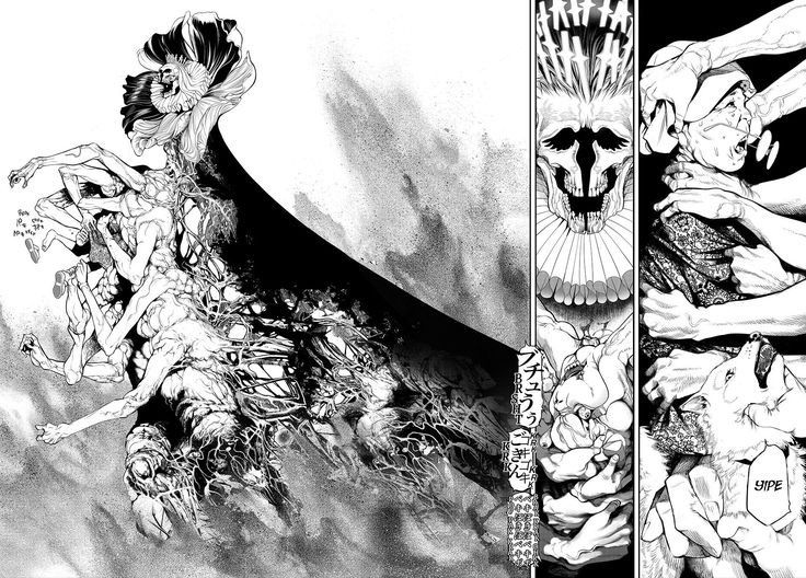 MarcoGrandFleet's tweet photo. So its from Kaijin Fugeki (thanks to the replies)

I don't know the story behind these panels but it reallyyyyy looks interesting https://t.co/8EfzL2n4nF