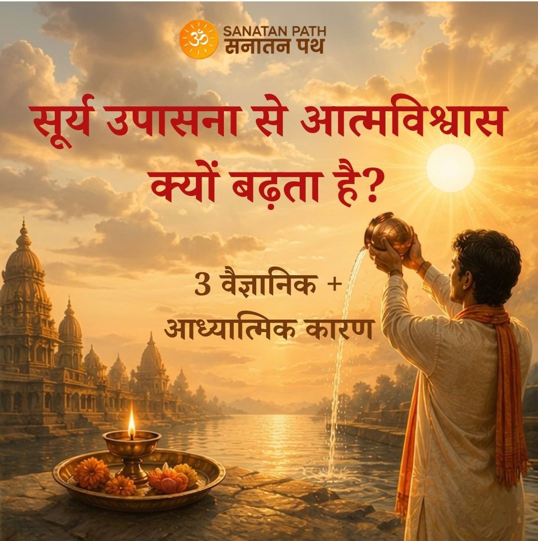 Sanatanpathapp's tweet photo. वैज्ञानिक + आध्यात्मिक प्रभाव = अटूट आत्मविश्वास! 

सुबह की धूप जहाँ शरीर को ऊर्जा और सही हार्मोन्स देती है, वहीं सूर्य देव की कृपा से अंतर्मन का डर और संदेह समाप्त होता है। 
संस्कृति से जुड़ने के लिए @Sanatanpathapp  को FOLLOW करें।

#SanatanPath #SuryaUpasana https://t.co/9ywUh9pb3Q
