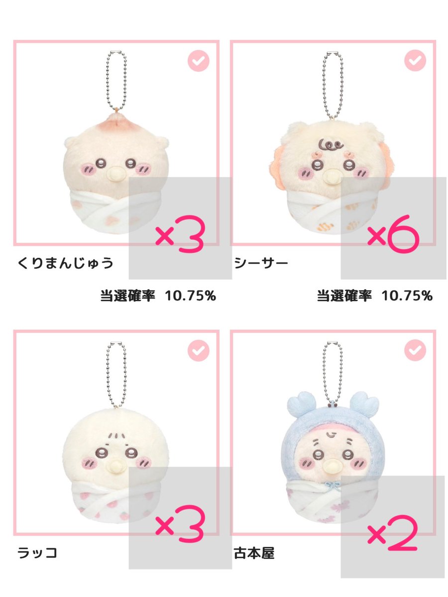 jos__cm's tweet photo. ちいかわ baby くじ 買取

譲♡C賞、D賞、E賞

求♡C賞:ご提示ください
　　D賞:1200円
　　E賞:800円
+送料

C、Dは抱き合わせのみ、Eは一つからでもOK
キャンセル防止のため半額PayPayにて支払い可能な方のみお願いしますᐡᴗ͈  ̫ ᴗ͈ᐡ
郵送または神奈川県内手渡し可能です◎ https://t.co/2U7NpFMSvH