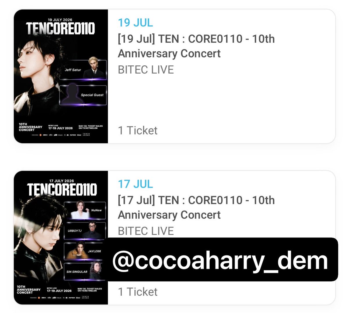 cocoaharry_dem's tweet photo. คุรน้องมาบิ้วงี้ ตอนแรกจะรอกดบัตรยืนวันที่19 ตอนใกล้ๆวันงาน พ้มนี่ลกเลยครัช
รีบกดซื้อเพิ่มทันที
 #TENCORE0110iscalling #TENCORE0110Concert https://t.co/eLsenPiUt3