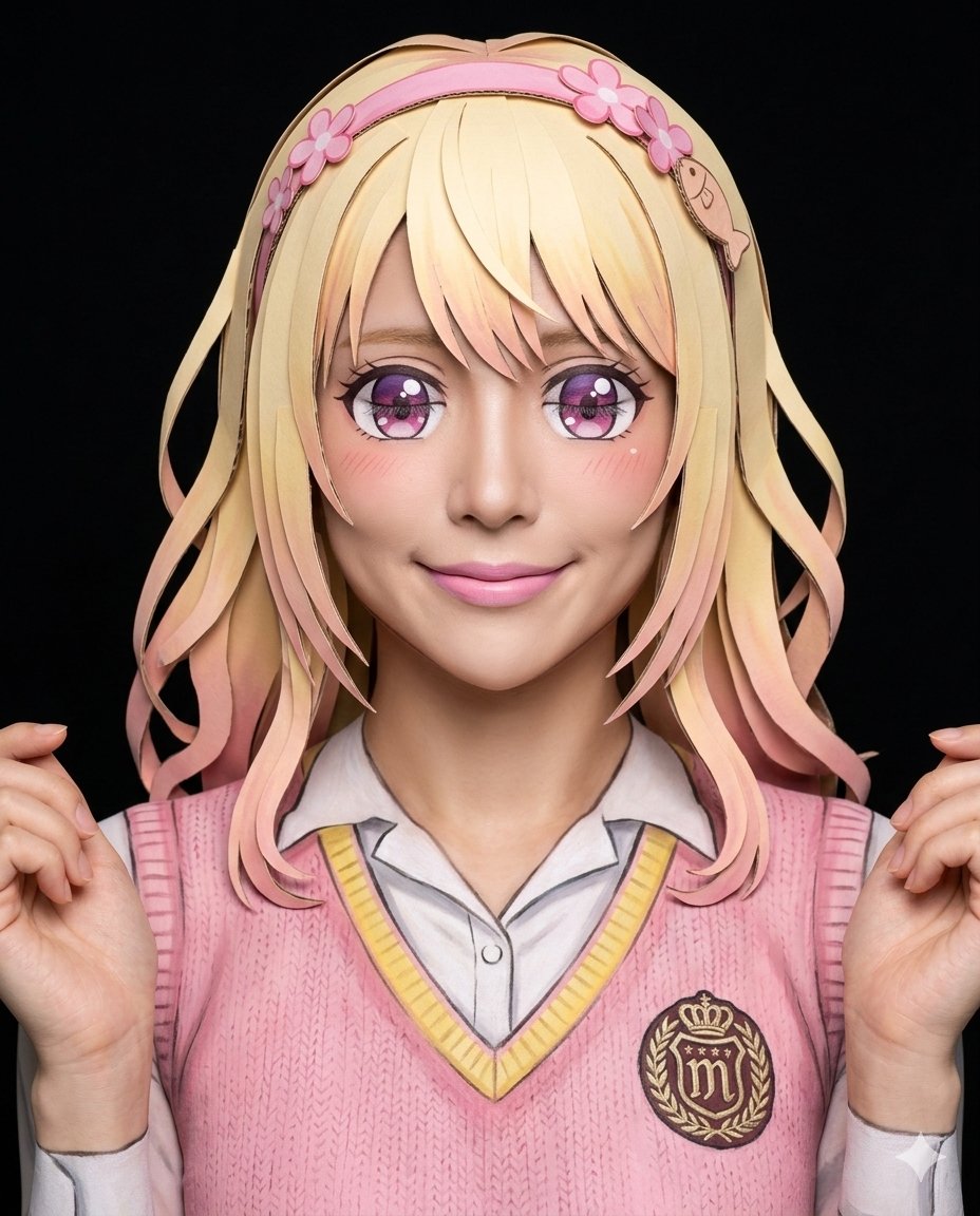 sokesete's tweet photo. 川井​ モナ（黒岩メダカに私の可愛いが通じない）
アニメメイク ボディペイント
Kawai Mona (medaka kuroiwa is impervious to my charms)
anime makeup bodypaint
painted_clothes, bodypainting
AIコスプレ
AI cosplay 
Gemini https://t.co/rszN24pX92