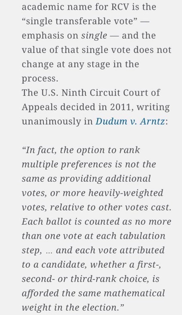 jgrenn's tweet photo. @ryancwill @theblaze Every court has ruled RCV as “one person one vote”. https://t.co/Kr7ui2azgK