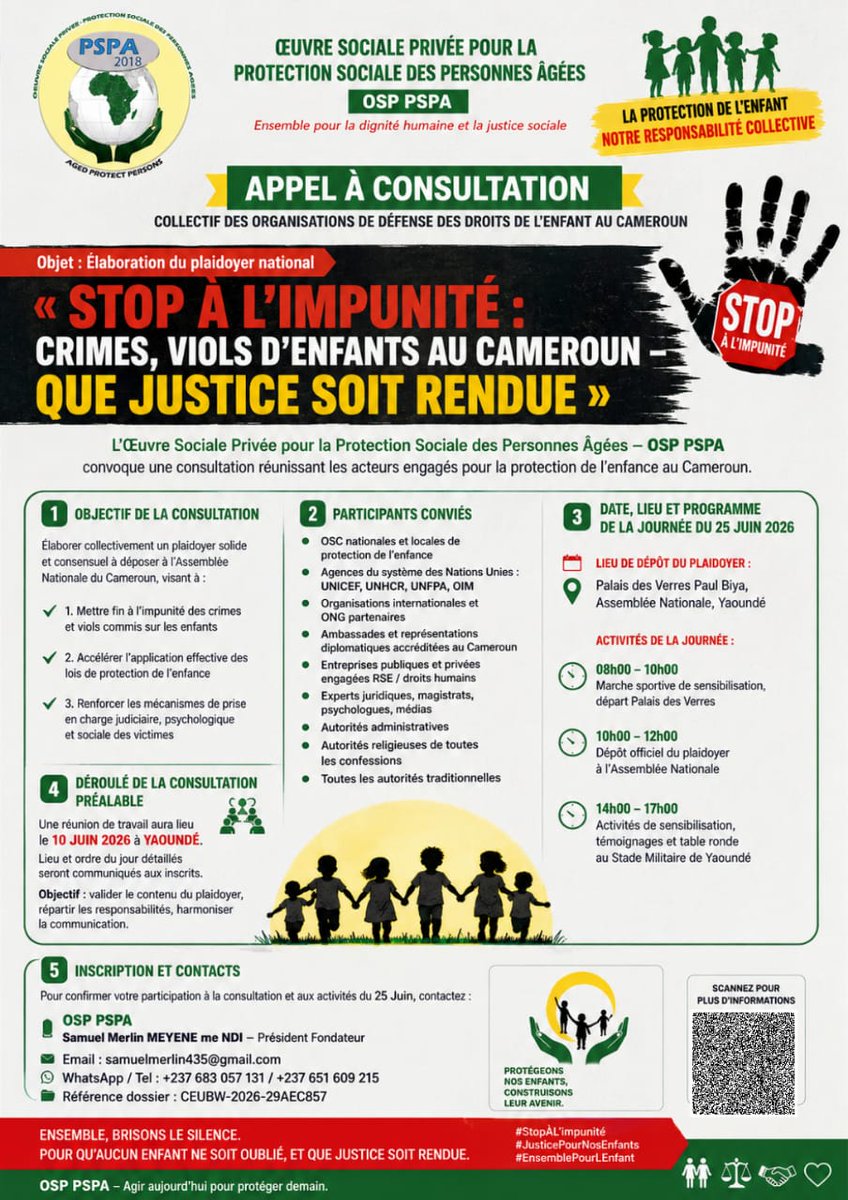 OPspa's tweet photo. @CabinetCivilPRC @SMvondoAyolo @PR_Paul_BIYA @ChantalBIYA_Cmr @PRC_Cellcom @MincomCameroun @diplocam_minrex @CamerounTribune @Pm237Services NOUS AVONS BESOIN DE VOTRE SOUTIEN EXCELLENCE SAUVONS NOS ENFANTS https://t.co/U5qpZ9qMXW