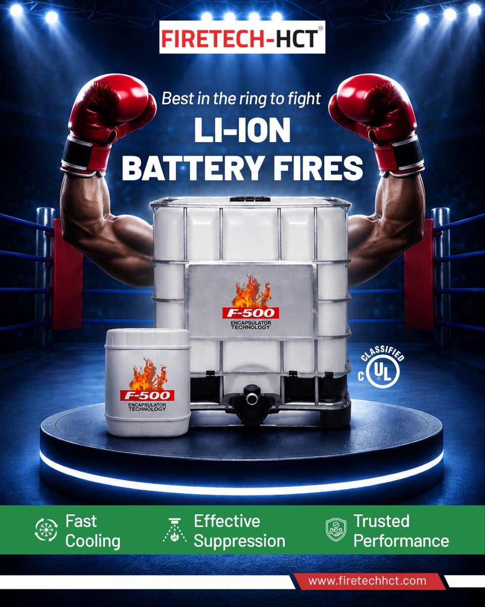 firetechhct's tweet photo. F-500 EA® defeats Li-ion battery fires with rapid suppression and critical cooling action. 🔥🥊

To know more, contact us at:
🌐 https://t.co/D9tAGtP9pg
📩 sales@firetechhct.com

#F500EA #FIRETECHHCT #LiIonBatteryFire #FireSuppression #EVSafety https://t.co/yCEeWqDQ5d