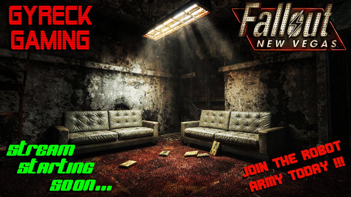 GYRECK's tweet photo. Videos then New Vegas !!! - First Playthrough - Part 43 - Going Live !!! | : D https://t.co/2nbpKQqXUc - #Gaming Apocalypse Streaming #NewVegas #Fallout Twitch #DeadInternet #AI #Robots #Adventure !!! https://t.co/FypWBFAPYg