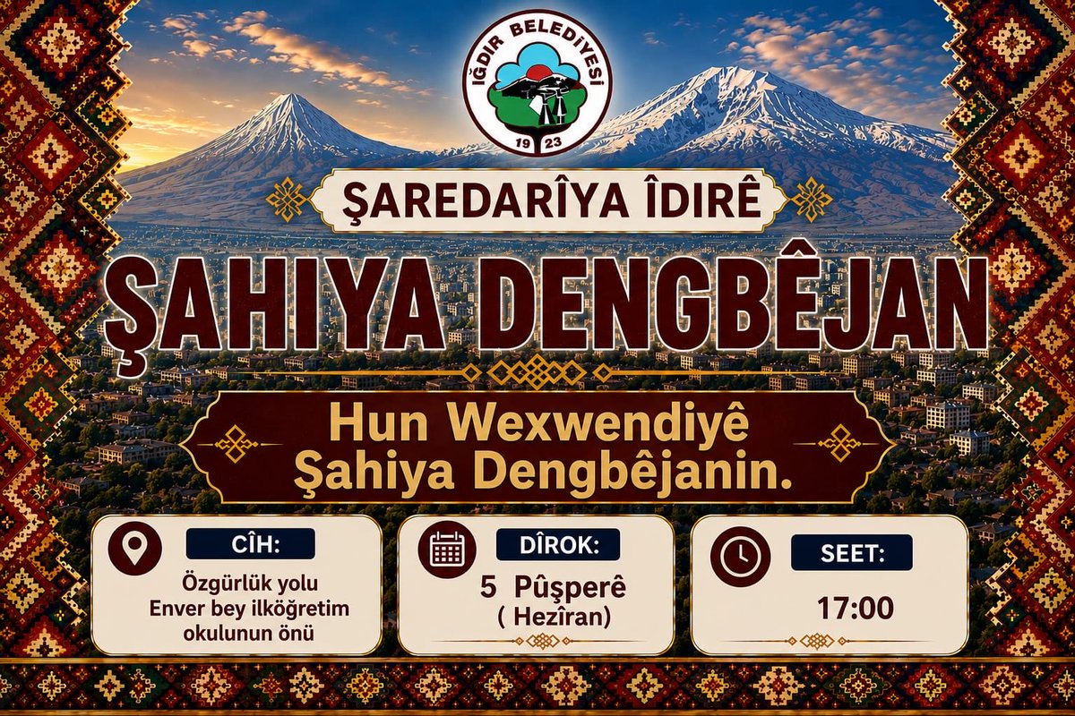 DemParti_IGDIR's tweet photo. Dengbêjlik bir halkın hafızasıdır.
Yüzyıllardır acılarımızı, sevinçlerimizi, aşklarımızı, direnişimizi ve kültürümüzü kuşaktan kuşağa taşıyan dengbêjler, sözlü tarihimizin en güçlü temsilcileridir. Her stran bir yaşam öyküsü, her kılam geçmişten geleceğe uzanan bir köprüdür. https://t.co/uLJV8iq8ke