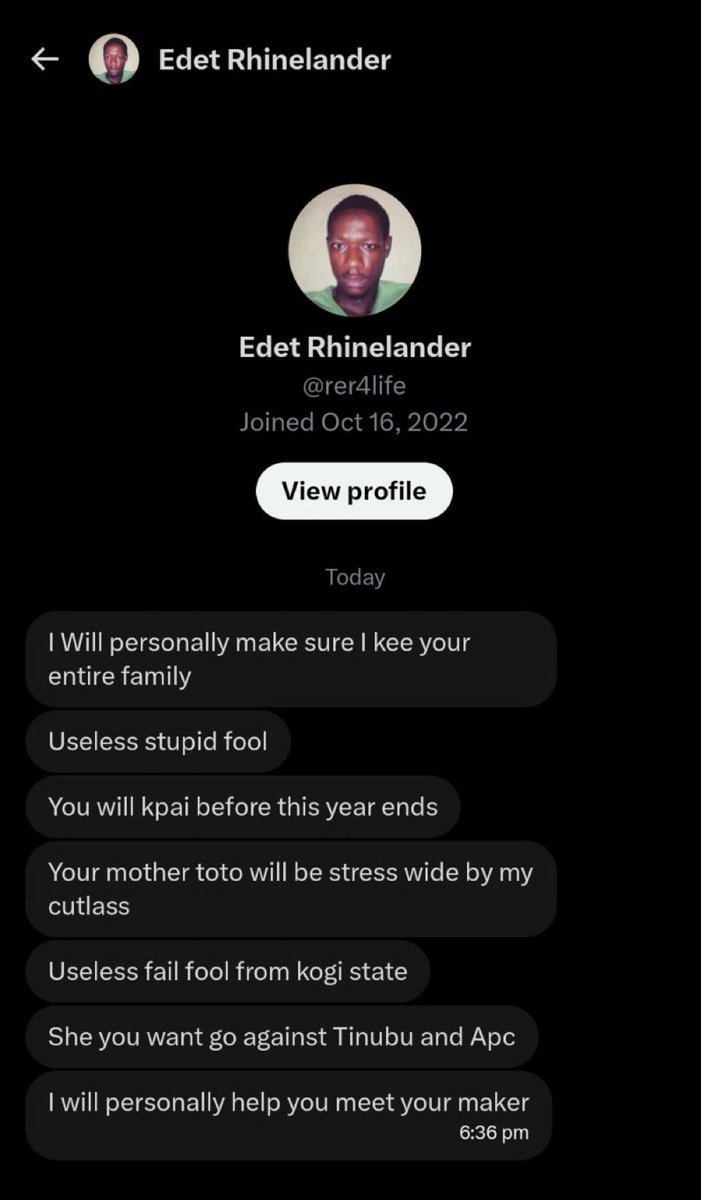 OurFavOnlineDoc's tweet photo. When they tell you “obidients are the most toxic group”, do NOT ever fall for it. Never ever concede to this cult of bloodthirsty barbarians called APC.
Never ever concede to them.

By the way,
This is a DM from an APC supporter: https://t.co/hFArpY5zSg