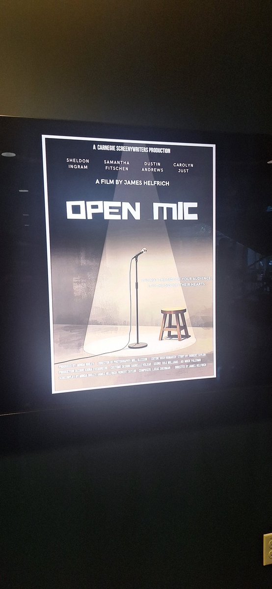 RobinHooding's tweet photo. Wow yall I seen my face on the giant screen at the Rangos Cinema theater (such a cool place)! Also did sound for the film Open Mic , what an awesome night! The Film turned out great! 😎 🎬👀💯 https://t.co/IedbfecDRi