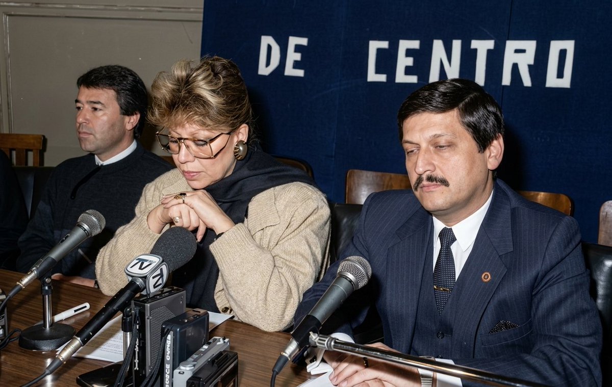 alb0black's tweet photo. Vicepresidenta del Partido Democracia Nacional de Centro, señora Patricia Maldonado Aravena en conferencia de prensa. 
Santiago de Chile, agosto de 1990. https://t.co/MW5fADfoXG