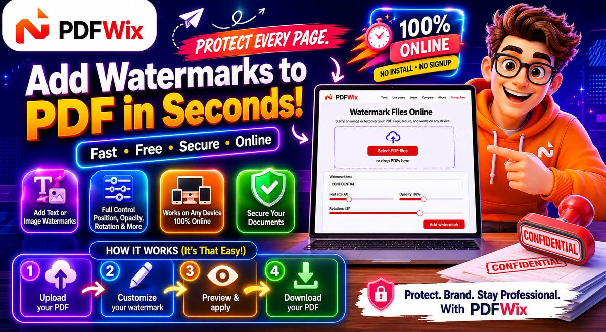 PDFWix's tweet photo. Sent a DRAFT and they thought it was final? 😬

Stamp CONFIDENTIAL or your logo on any PDF — size, opacity &amp; rotation all yours. Free, no signup. 🔒

👉 https://t.co/C5GjjloBb6

#PDFWix #WatermarkPDF https://t.co/atVEwtm6bR
