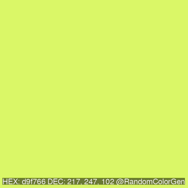 RandomColorGen's tweet photo. d9f766
217, 247, 102 https://t.co/7jcJPs89r1