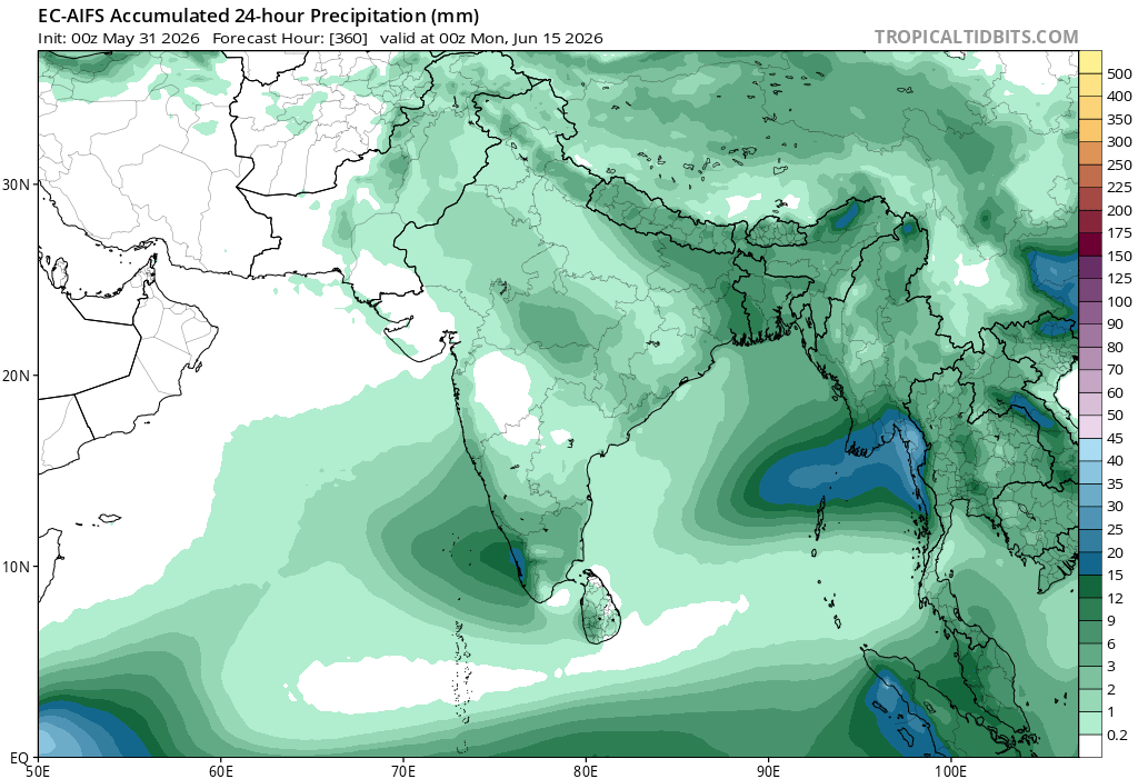 Parth_GPT's tweet photo. #Mumbai
#Monsoon seems to be either delayed or a very Weak Arrival for Northern Part of West Coast including Mumbai.

There isn't major rain activity for Mumbai &amp; surroundings after June 10 at least till 20th June.

Arabian sea doesn't seem to be supporting well 🥲
#elniño https://t.co/rXH5NWRe0Q