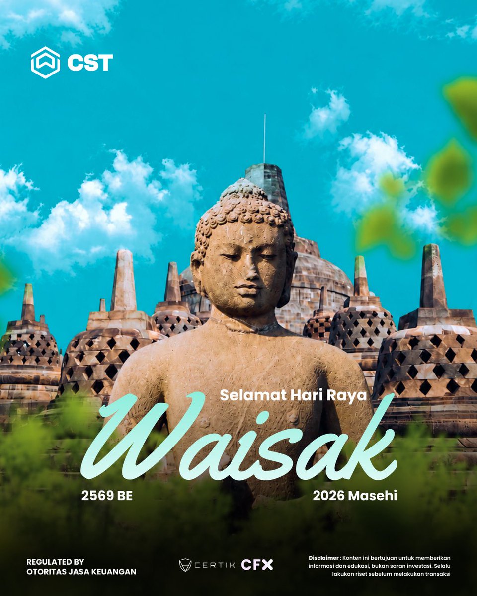 csttoken's tweet photo. Selamat Hari Raya Waisak 2569 BE 

Semoga momen penuh makna ini membawa kedamaian, kebijaksanaan, serta ketenangan hati bagi kita semua. Mari terus menebarkan kebaikan dan welas asih dalam setiap langkah. ✨ https://t.co/HzUXUqDtv4