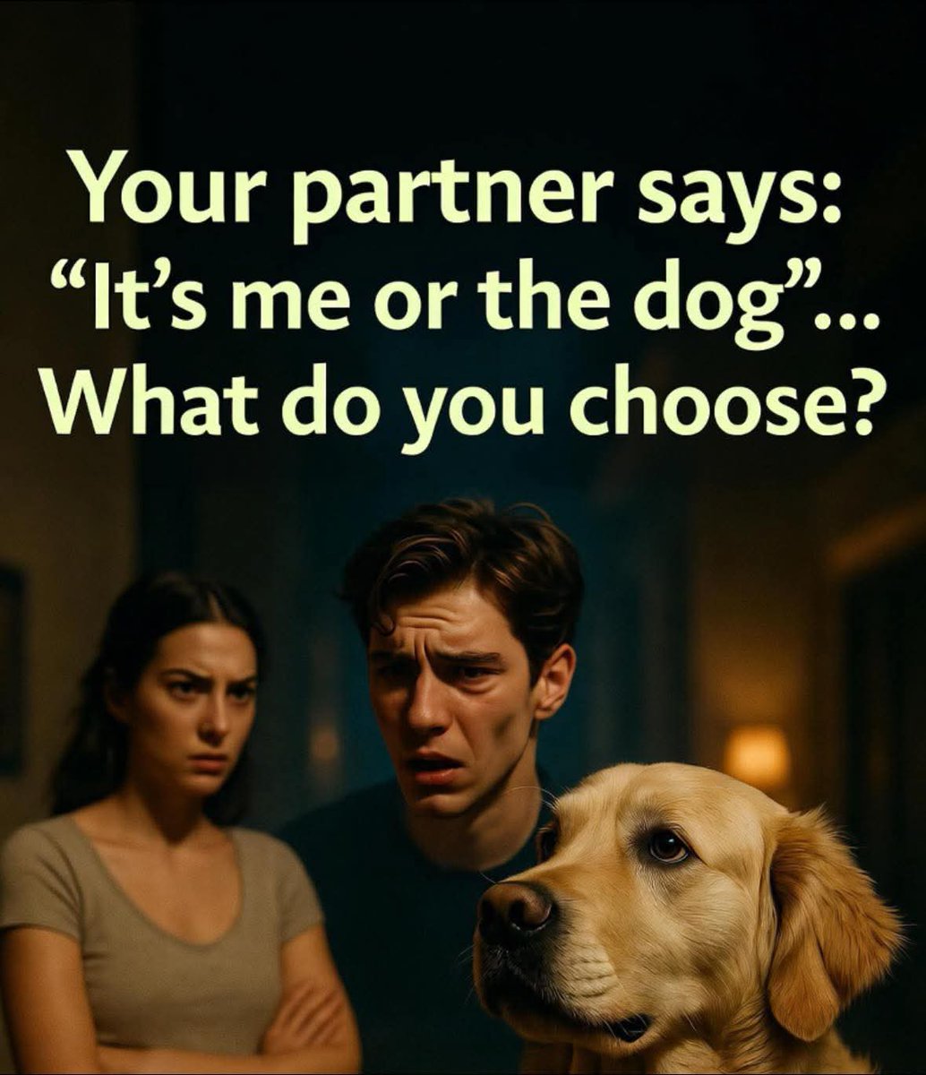 Lunaria_40's tweet photo. Your partner says: “It’s me or the dog”…
What do you choose? 
This question always causes chaos 😅😄😂 https://t.co/EOegETspIr