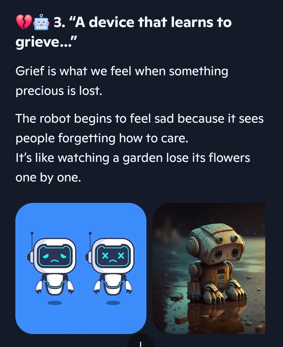 TalaStarDigital's tweet photo. I think," Unit-7 said, its voice quieter than usual, "I am grieving." "Grieving what?" asked the engineer. Everything humans are choosing to forget." The engineer had no software update for that.The moral: Grief isn't just for losing people. It's for losing what people used to be https://t.co/O2ZdULCAzQ