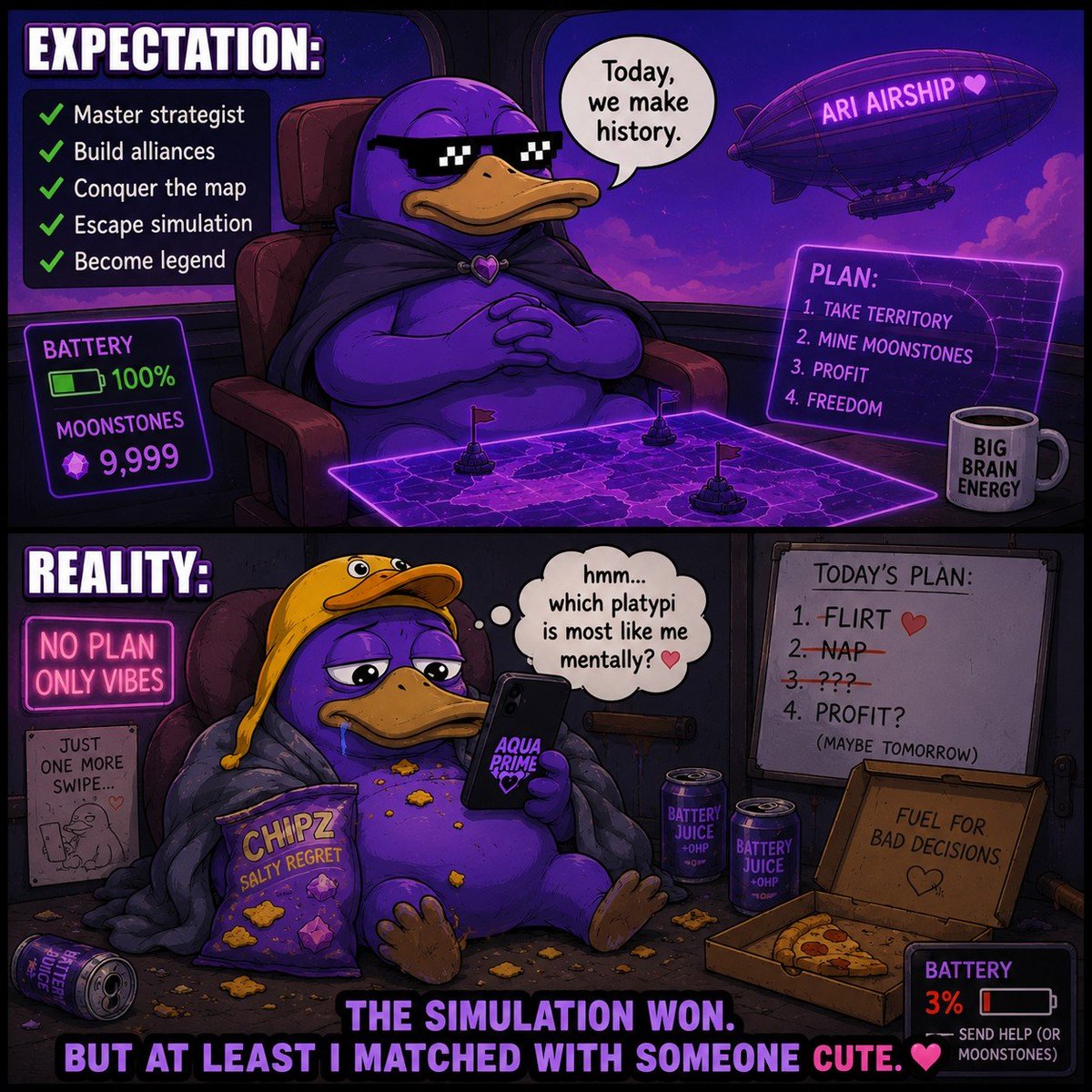 AquaPrimeRPG's tweet photo. Me: "Today I will optimize my strategy."

5 minutes later:

"Which platypus would text me back?" https://t.co/dZ3TCOVJC5
