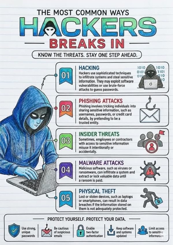 Polexcyber's tweet photo. The most Common ways hackers break in 💻🧏‍♂️🔐🚫 https://t.co/xGKTnXaVK8