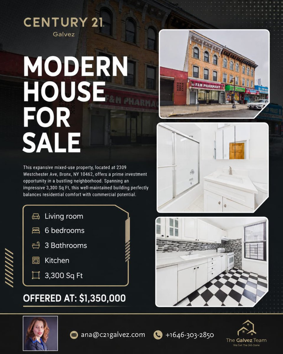 agent25386's tweet photo. 🏢✨ Prime Mixed-Use Investment Property for Sale 

📍 Location: 2309 Westchester Ave, Bronx, NY 10462
💰 Offered At: $1,350,000

📞 Contact: +1 (646) 303-2850
.
.
#BronxInvestmentProperty 🏙️
#CommercialRealEstateNY  ✨
#Century21Galvez 🏠💛 https://t.co/X5qQQsigUu