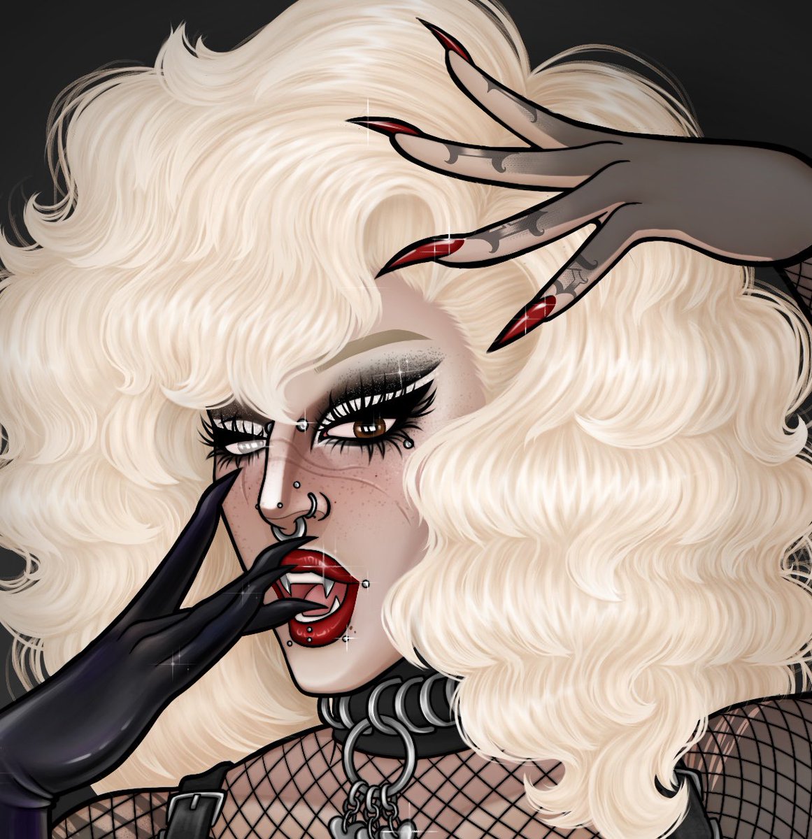 conruptum's tweet photo. It’s Diva Hour .ᐟ 🍷🖤

// I finally got to finishing this piece of mordey in drag I hope yall like it >:3 https://t.co/GxPwOZZjmh