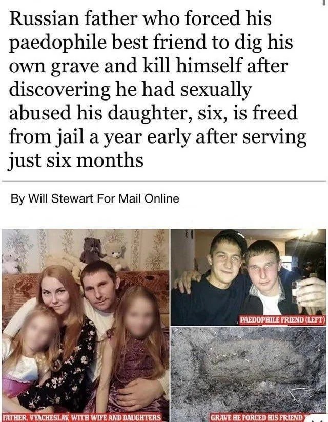 twize56655's tweet photo. A Russian dad just casually invented a cure for pedophilia like it’s a new vodka recipe https://t.co/Nf6KV7DF4P