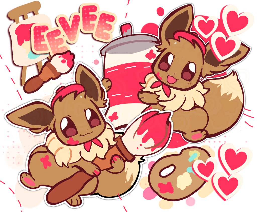 tosmicc's tweet photo. Painter eevee!!! ^_^ 🍎

.
( #eevee | #pokemon ) https://t.co/6AgyXfSBsn