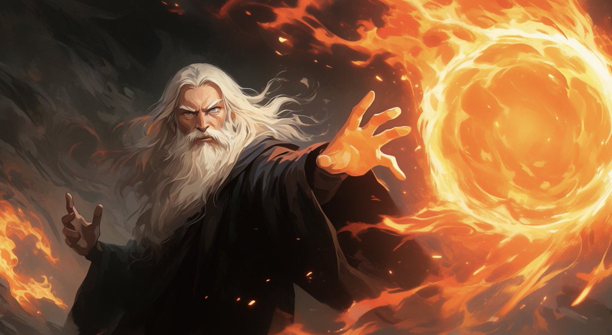 Faceless Fire Wizard Anime Scene