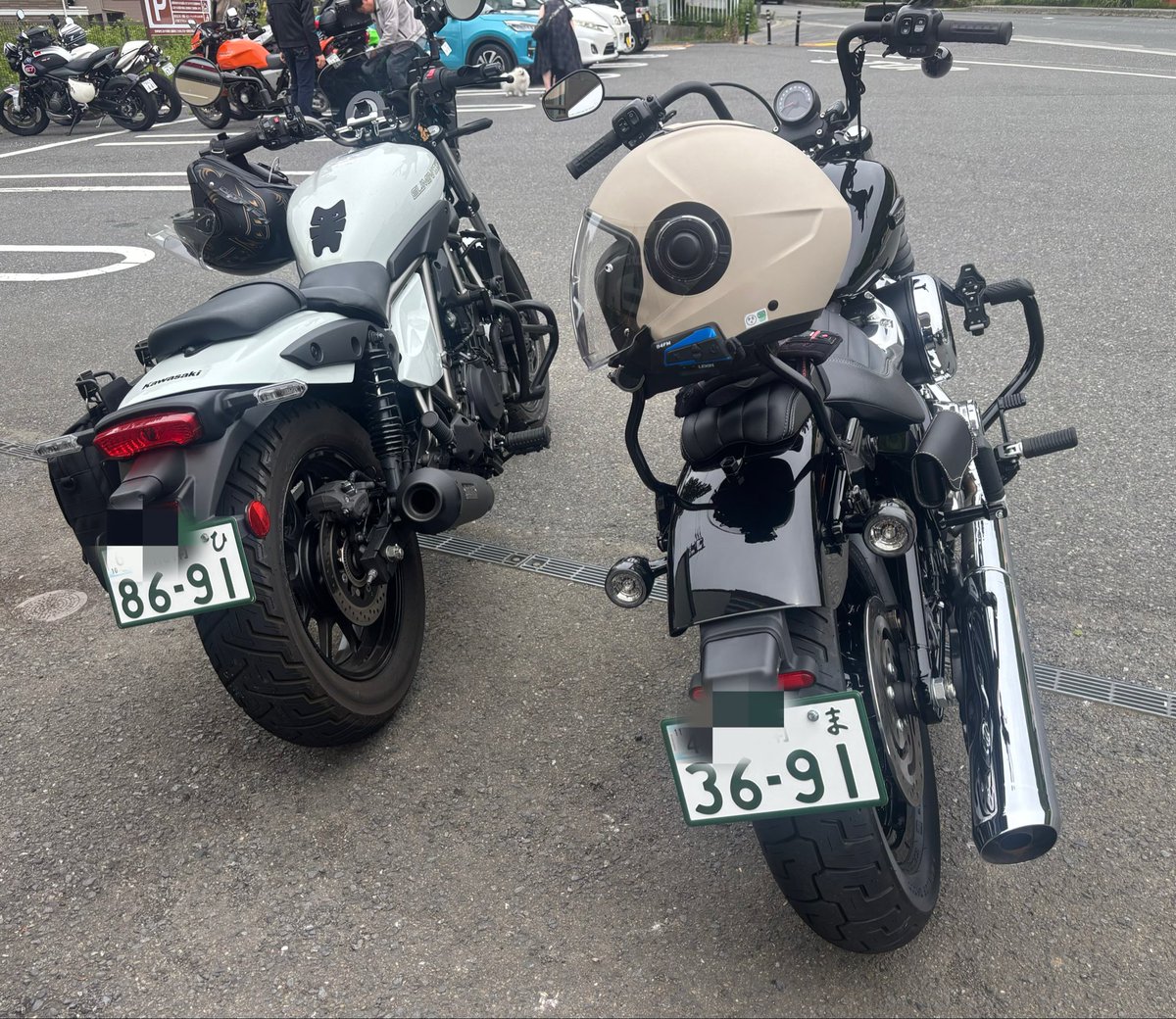daru_mt09's tweet photo. #モーツー 途中で気付いたけど🤩

最近 #ハーレー 納車されて
ナンバー下3ケタ全く同じだった件‼️
#エリミネーター　#ストリートボブ https://t.co/Owh3EztaeA