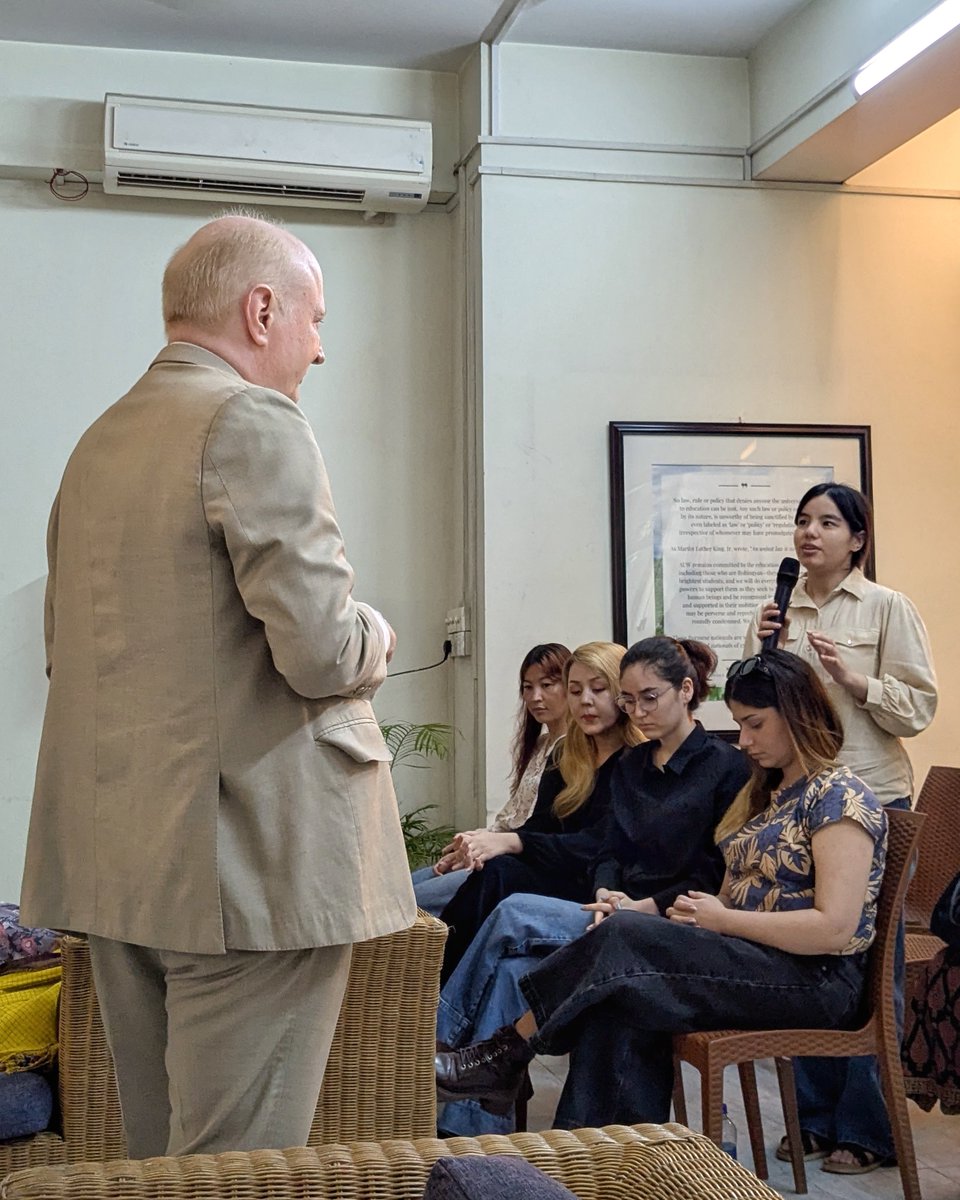 GermanEmbassyBD's tweet photo. @GerAmbBD visited @AUW_Chittagong on 14 May, touring the campus and meeting with faculty and students, who come from diverse backgrounds across Asia. It was a pleasure to meet these intelligent young women. #GermanyinBGD #WomensEducation https://t.co/uOKXozF7GL