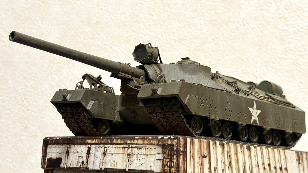 kensonejp's tweet photo. M28A3 Longhorn
タコムM28とタミヤM40のニコイチ架空戦車
ファレホ筆塗り
OVMはAKマーカーで塗装 https://t.co/HmxpxkTJb1