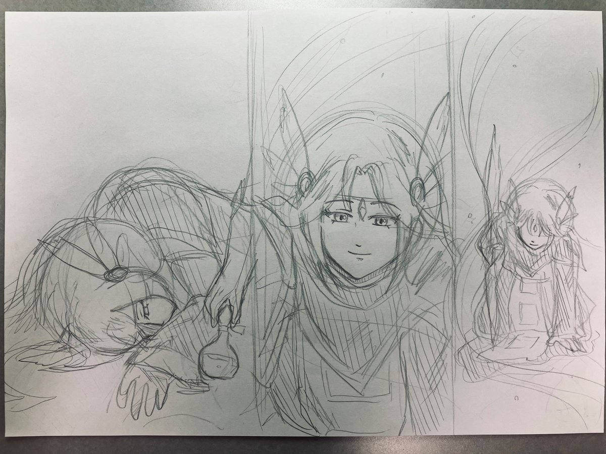 Onisiro_Rot's tweet photo. 漫画もどき「点火」（続き）全16枚（5〜8枚目/16枚）
クリフがシロネが倒れていた所を見るとシロネが大地魔法を発動させ、クリフを回復してくれた。クリフがシロネの元から離れる時に回復薬を渡していたのだ。クリフは、再びあくりょうゴーストへの反撃を試みる。 https://t.co/mUsp3KYOnM