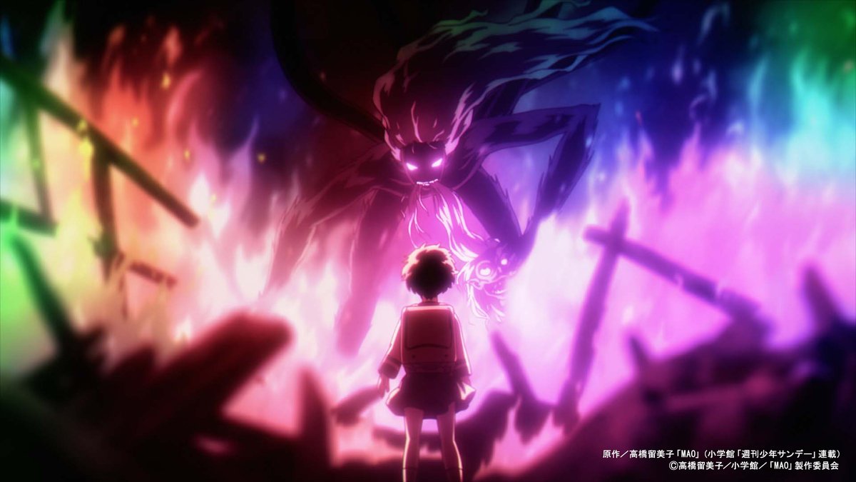 MAOanimation's tweet photo. ＿＿＿＿◣＿＿＿◢＿＿＿＿

 #アニメMAO 各話振り返り
   場面写真一挙公開WEEK
＿＿＿＿＿＿＿＿＿＿＿＿＿

第1話「菜花と摩緒」

少しずつ明かされていく真実。
そのはじまり、覚えていますか？
現在、各配信プラットフォームで配信中！

#アニメMAO は
毎週土曜23時45分～NHK総合にて放送中
※放送は変更となる場合がございます。