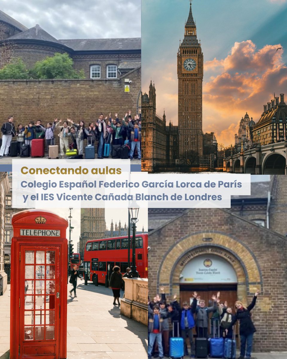 EducationESP's tweet photo. ✨ Conectando aulas: El alumnado de 5º de Primaria ha vivido una experiencia inolvidable gracias al segundo intercambio entre el Colegio Español Federico García Lorca (París) y el IES Vicente Cañada Blanch (Londres).
👏 Gracias a las familias de acogida y al profesorado https://t.co/dcIL4P1ceO