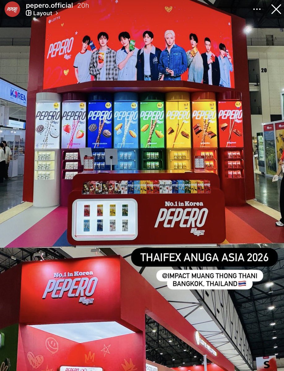 Jabocado_'s tweet photo. IG PEPERO Official ลงภาพบูธ PEPERO จากงาน THAIFEX ANUGA ASIA 2026 ที่ IMPACT ARENA บูธอลังการงานสร้าง เปเปโร่แปดรส สตคแปดคน สมกับตำแหน่ง Global Brand Ambassador เป็นปีที่สองอย่างมาก🙂‍↕️🙂‍↕️🙂‍↕️ 

#PEPEROxSTRAYKIDS https://t.co/kwhZ2K1Zff