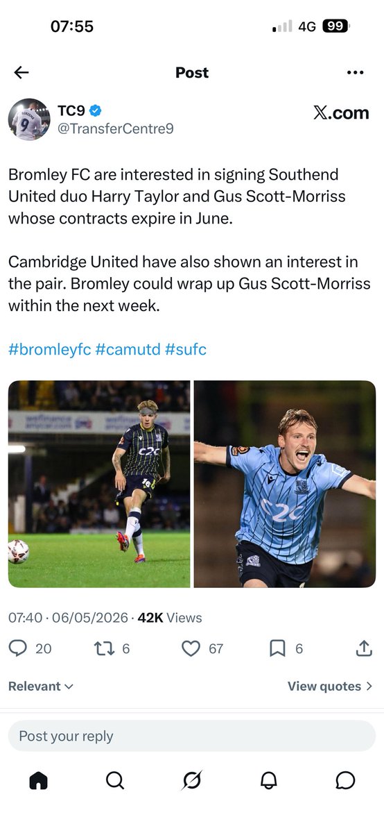 BenBerry93's tweet photo. @BuckledFrame218 @TransferCentre9 He also said Gus was going Bromley or Cambridge and the deal could be wrapped up before the Trophy final.. https://t.co/BKGQeqCWAH