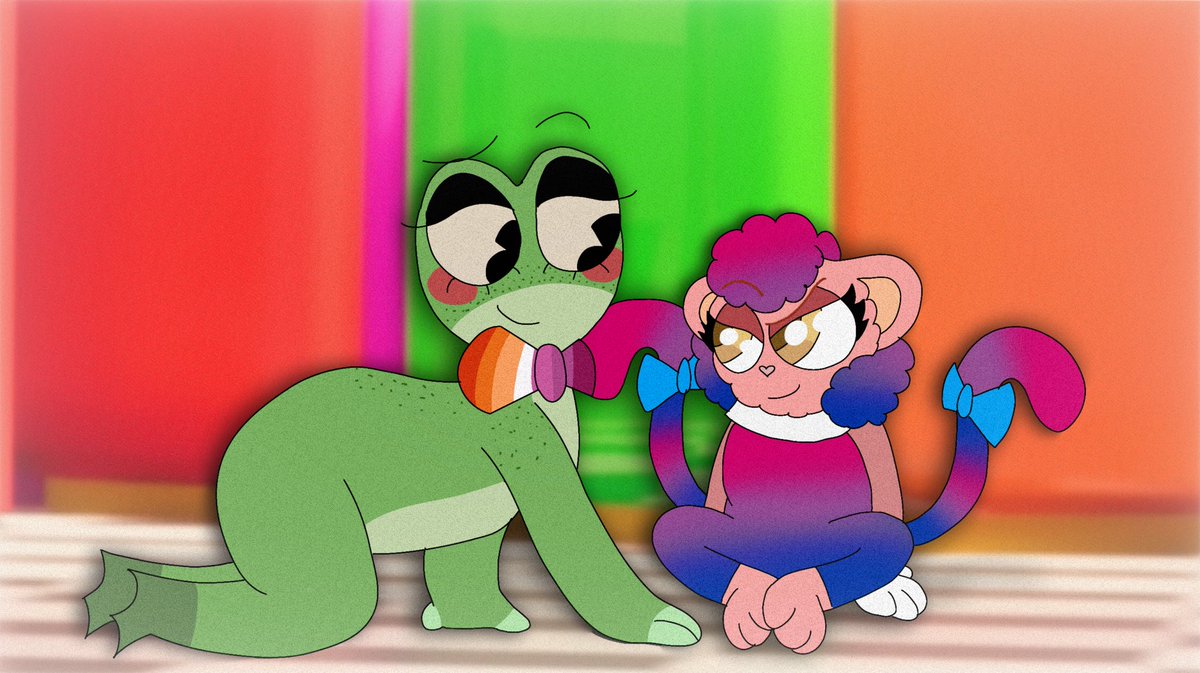 Devcup_ceo_2's tweet photo. Lil pride month doodle of my babies 

Ft my headcanon Ribbit sexually, and Candi’s sexuality

Also this might be my last post for a while, unless I post a lil doodle

Candi’s one year anniversary is coming and I’m gonna be cooking something for it https://t.co/VNYdd61xf8