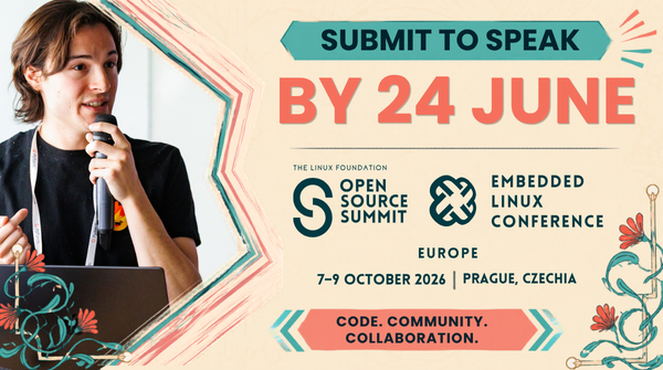 linuxfoundation's tweet photo. The next breakthrough, lesson learned, or technical deep-dive could come from your team.
Share it at #OSSummit + #EmbeddedLinux Conference Europe this October in Prague.
🎤 CFP open through 24 June
🔗 https://t.co/mpk2t79nje https://t.co/w4b4LXc3gO