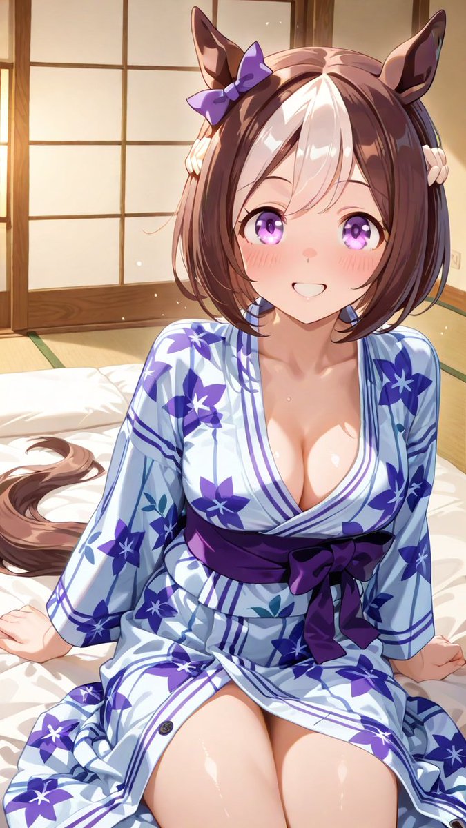 notes9999's tweet photo. 「ふふっ、そんなに固まっちゃってどうしたんですか？……今の私は、いつもの『日本一のウマ娘』を目指す私じゃなくて、ただの女の子……ですよ？」
#ウマ娘 #スペシャルウィーク
SWF illustration https://t.co/CvED3fO297