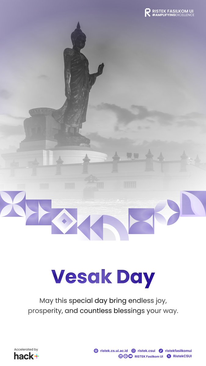 RistekCSUI's tweet photo. Happy Vesak Day!✨

May this special day bring peace, wisdom, and harmony to everyone who celebrates.

RISTEK Fasilkom UI 2026
#AmplifyingExcellence https://t.co/ozLUhC5gWx