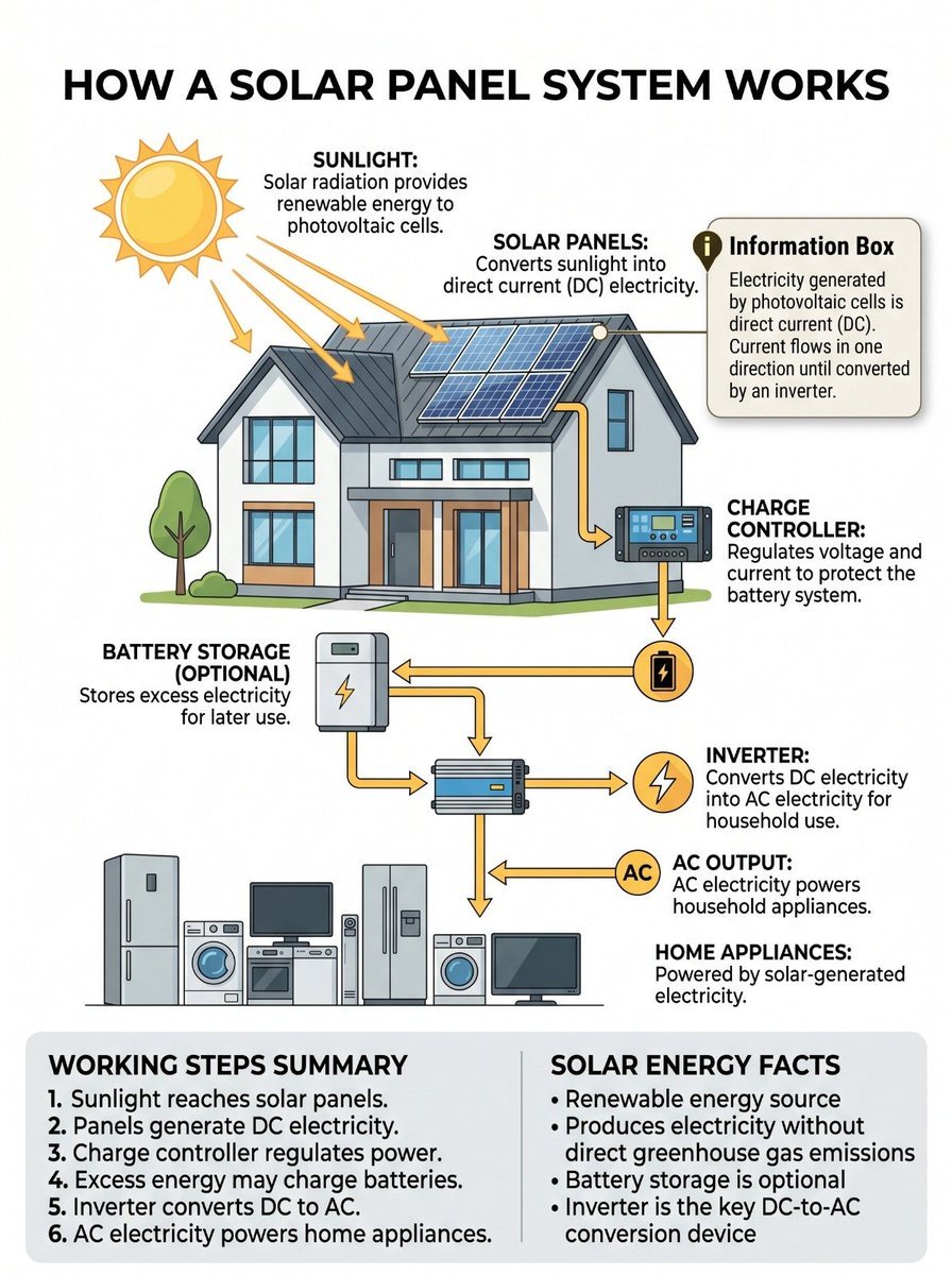 cooltechtipz's tweet photo. How a solar panel system works https://t.co/cICUjNbEPC