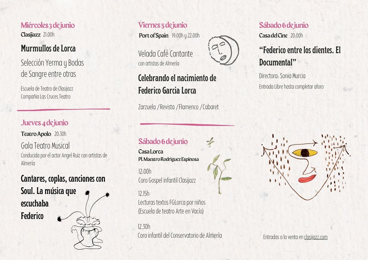 clasijazz's tweet photo. Mirad que bonito ha quedado el I Festival de las Artes - El niño artista- Federico Garcia Lorca en Almería . 
Entradas para el Teatro Apolo donde descubrió el teatro y el cine por primera vez . Será precioso el 4 junio 20:30 h . Aquí tenéis toda 
https://t.co/7BOcSJD5My https://t.co/6KqGGk4H6P