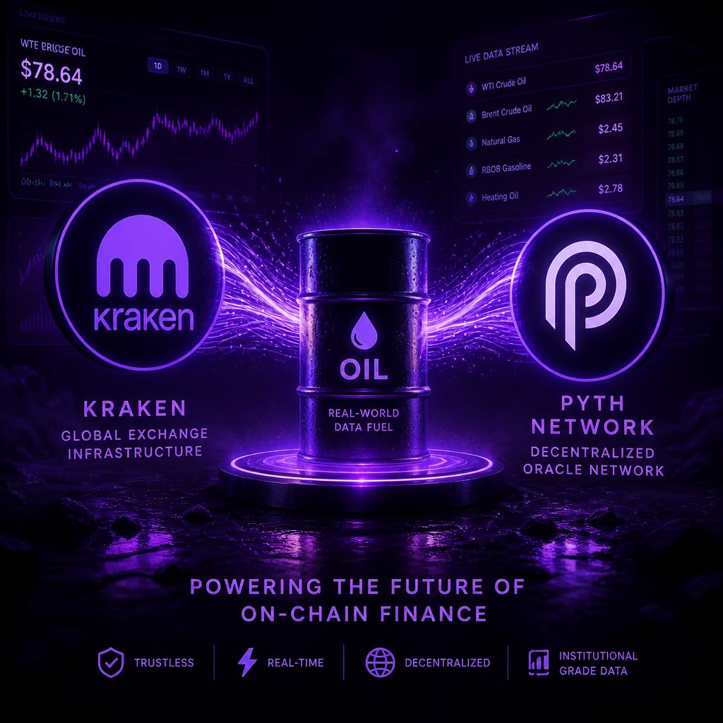 Peluolaide's tweet photo. Kraken Pro x Pyth Pro....

WTI Oil perpetuals now live and powered by real price data 👁️

crude oil. 
on a perp. 
on Kraken.

Priced by @PythNetwork
The commodity expansion just hit different 🔮 https://t.co/6db3xdMrdK