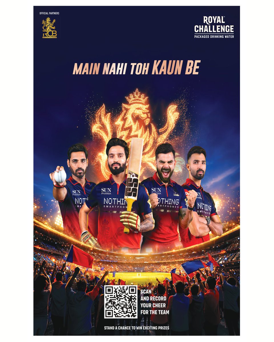 TimesResponse's tweet photo. Royal Challenge Packaged Drinking Water, official partner of Royal Challengers Bengaluru, celebrated “The Challengers of India” with a striking The Times Of India masthead innovation—honouring the loyal 12th Man whose belief and passion power the team every step of the way. https://t.co/QFq8MTn5w2